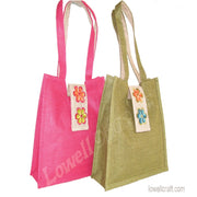 FLOWER EMBERIODERY JUTE BAG