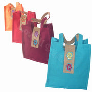 FLOWER EMBERIODERY JUTE BAG