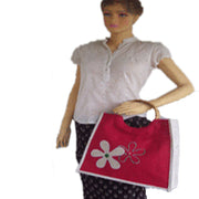 TWO FLOWER JUTE SHOPPING BAG