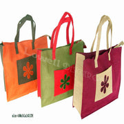 EMBROIDERY  BORDER JUTE BAG