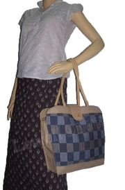 HANDLOOM FABRIC DESIGNER JUTE  BAG