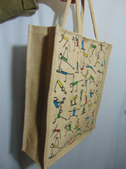 Yoga pose print jute bag