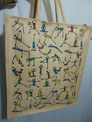 Yoga pose print jute bag