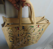 Yoga pose print jute bag