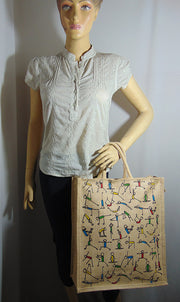 Yoga pose print jute bag