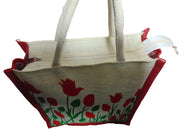 FlowerPrint Jute GroceryBag(12