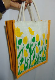 FlowerPrint Jute GroceryBag(12