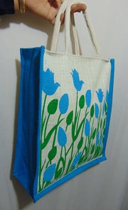 FlowerPrint Jute GroceryBag(12