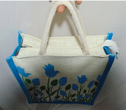 FlowerPrint Jute GroceryBag(12