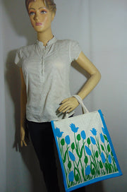 FlowerPrint Jute GroceryBag(12