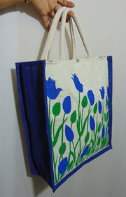 FlowerPrint Jute GroceryBag(12