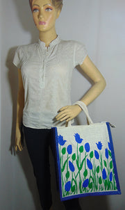 FlowerPrint Jute GroceryBag(12