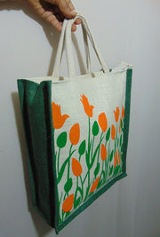 FlowerPrint Jute GroceryBag(12