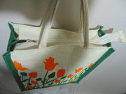 FlowerPrint Jute GroceryBag(12