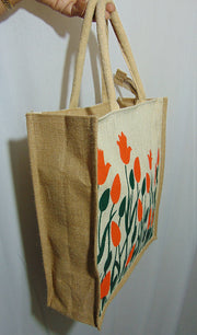 FlowerPrint Jute GroceryBag(12