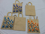 Flower Print Jute Shopping Bag(12