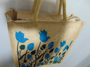 Flower Print Jute Shopping Bag(12