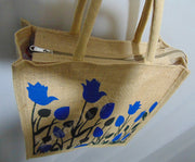 Flower Print Jute Shopping Bag(12