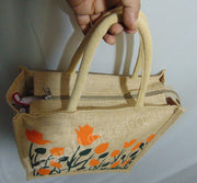 Flower Print Jute Shopping Bag(12