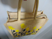 Flower Print Jute Shopping Bag(12