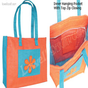SMALL FLOWER DESIGN JUTE BAG