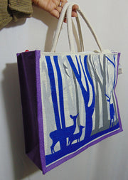 Jungle Print jute Tote Bag(14