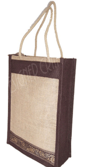 JUTE SHOPPING BAG WITH BORDER