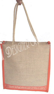 JUTE SHOPPING BAG WITH BORDER