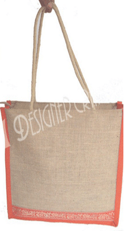 JUTE SHOPPING BAG WITH BORDER