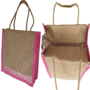 JUTE SHOPPING BAG WITH BORDER