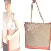 JUTE SHOPPING BAG WITH BORDER