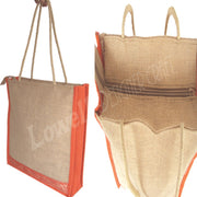 JUTE SHOPPING BAG WITH BORDER