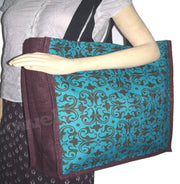 FLOWER PRINT JUTE SHOPPING BAG