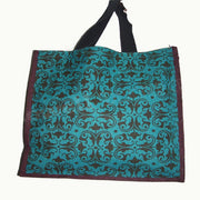 FLOWER PRINT JUTE SHOPPING BAG