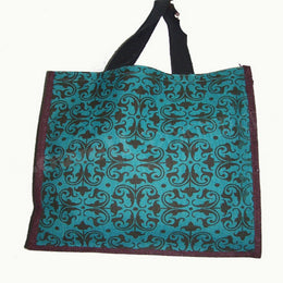 FLOWER PRINT JUTE SHOPPING BAG