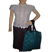 FLOWER PRINT JUTE SHOPPING BAG