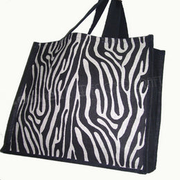 ZEBRA PRINT JUTE SHOPPING BAG