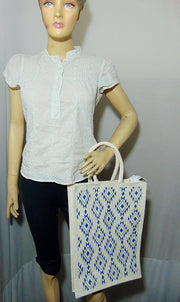 Jute All over ikat print Tote Bag