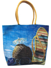 BEACH PRINT JUTE BAG