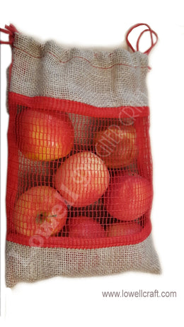 FRUIT PACKING JUTE DRAWSTRING MESH BAG
