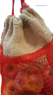 FRUIT PACKING JUTE DRAWSTRING MESH BAG