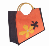 TWO FLOWER JUTE SHOPPING BAG
