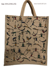 Yoga pose print jute bag