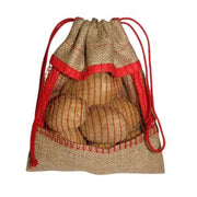JUTE  DRAWSTRING POUCH WITH NET
