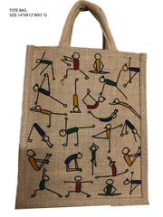 Yoga pose print jute bag