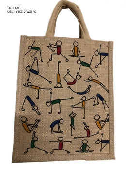 Yoga pose print jute bag