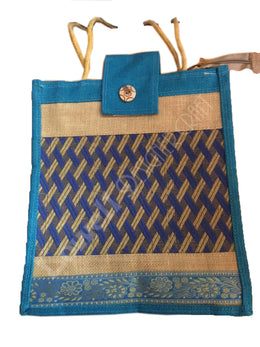 JUTE & JACQUARD COTTON FABRIC SHOPPING BAG