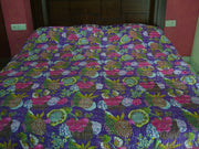 FLOWER PRINT KATHA STITCH BED COVER