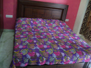 FLOWER PRINT KATHA STITCH BED COVER