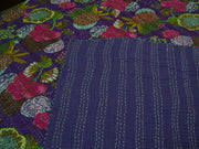 FLOWER PRINT KATHA STITCH BED COVER